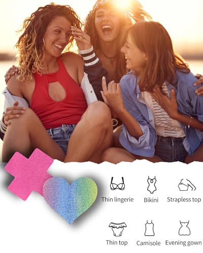 Image of CICKEE Pasties Rave Pack 27 Pairs Multicolor Nipple Covers Pasties Glitter Pasty
