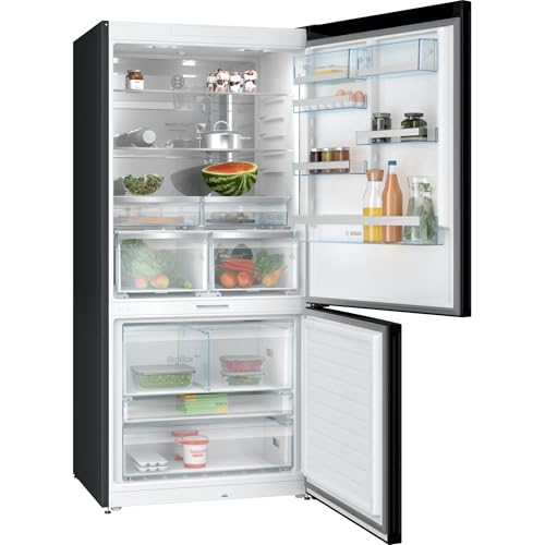 Bosch KGP86AXB0N, Serie 8, Refrigerador-congelador inteligente XXL, 186 x 86 cm, enfriamiento de 419 l + 202 l congelación, NoFrost, interior flexible, 3 veces más fresco, acero inoxidable, negro