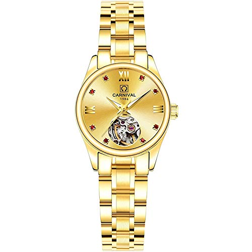 Image of MASTOP Automatic Mechanical Tourbillon Analog Women Watch Luminous Waterproof Sapphire Automatic Mechanical Wrist Watches, all gold, Skeleton Watch,Mechanical,Self-winding