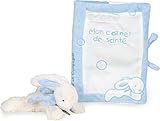 Dimensions: 22 x 18 x 4 cm Doudou et Compagnie - Protège Carnet De Santé Bébé Garçon + Doudou Lapin Bonbon - Bleu - DC1306