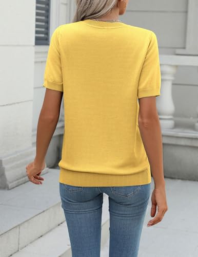 Image of Zeagoo Womens Summer Short Sleeve Tops Crew Neck Lightweight Pullover Sweaters Loose Dressy Casual Blouse Basic Clothes
