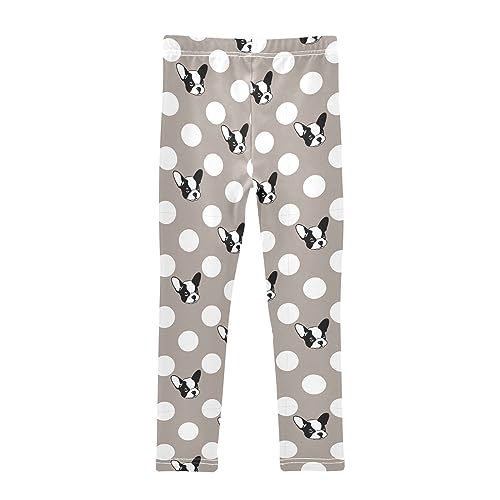 French Bulldog Dog Grey Polka Dot Girls Leggings Dance Running Workout Yoga Pants2