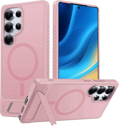 For Galaxy S24 Plus �p �P�[�X MagSafe�Ή� �X�^���h�@�\ �c�����Ή� �ϏՌ� �����O�t�� �M�����N�V�[S24 Plus �P�[�X �}�O�Z�[�t�Ή� �ԍڃz���_�[�Ή� ������� �����h�~ �S�ʕی� ���C�����X�[�d�Ή� �T���X�� S24