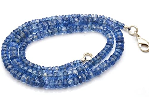 LKBEADS 1 sznur naturalny 40,6 cm naturalny kamień szlachetny cyjanit fasetowane koraliki okrągłe pełne pasmo drobne koraliki Qulaity naszyjnik 3,5 do 5,5 mm