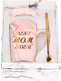 Best Mom Ever Coffee Mug Mom Mother Gifts Novelty Gifts for Mom from Daughter Son Women Mom Gifts for Mom Mother 14Oz Marble Ceramic Coffee Cup with Exquisite Box Packing Spoon