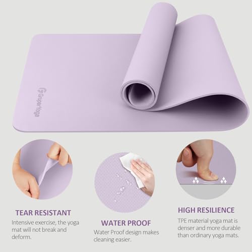 Gruper Yoga Mat Non Slip, 72"L x 24"W x 0.24"/0.32"TH, Anti-Tear Exercise Mat with Carrying Strap and Bag, Pro TPE Yoga Mats for Women, Workout Mats for Home, Pilates and Floor Exercises - Image 4