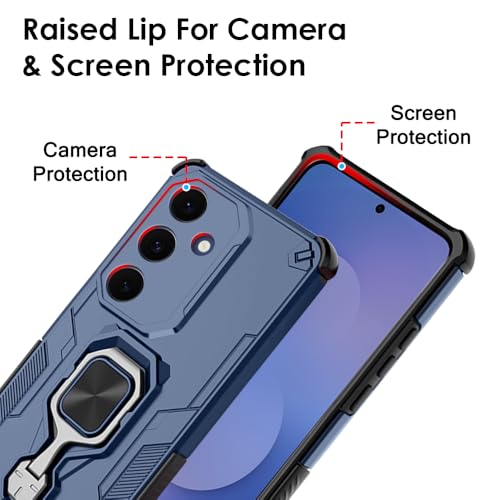 Image of TheGiftKart Tough Armor Bumper Back Case Cover for Samsung Galaxy S25 FE 5G | Ring Holder & Kickstand in-Built | 360 Degree Protection Back Case Cover for Samsung S25 FE 5G (PC & TPU, Greyish Blue)