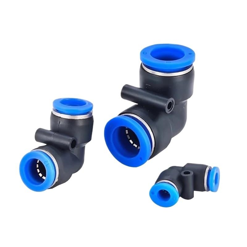 20 piezas neumáticas de ajuste rápido PV de 90 grados de plástico de 4 mm, 6 mm, 8 mm, 10 mm, piezas de aire, conector de agua de 2 vías (Pv-10,500 piezas)