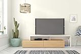 Nexera Tonik, Natural Maple & White 72-inch TV Stand, Maple Laminate and White Melamine