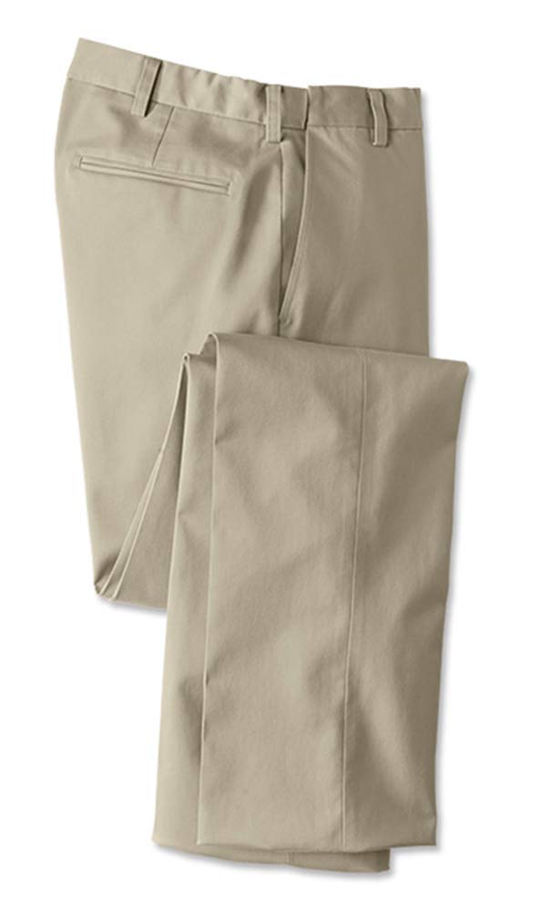 Men's Wrinkle-Free Comfort-Waist Stretch Cotton Chinos Plain, Khaki
