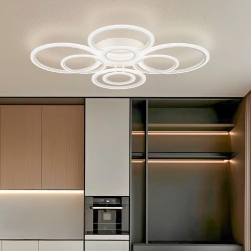 Modern LED Ceiling Light Fixture, 8 Circles Flush Mount Ceiling L...