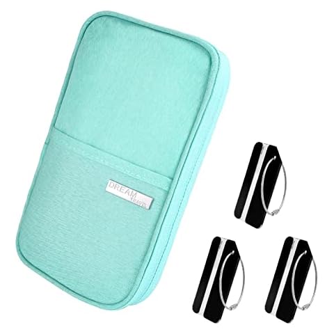 Passport Holder Travel Wallet, Portable Travel Documents Organizer with 3 Metal Boarding Passes for Smartphone Tickets Credit Cards IDs Keys Cover