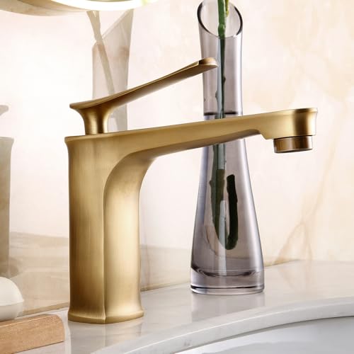 Robinet mitigeur de lavabo monotrou en laiton rétro pour eau chaude et froide