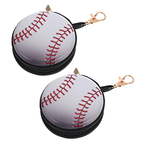 2pcs Cartoon Tinplate Baseball Coin Purses Small Wallets for Zipper Closure Compact Reusable Coin Bags for Travel and Shopping