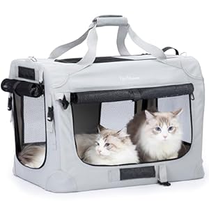 Extra Large Cat Carrier for 2 Cats, Collapsible Soft Sided Pet XL Crate for Large Mudium Big Cat 20lbs+, Car Travel Portable Bag for Long Trips Ride 24″x16.5″x16.5″