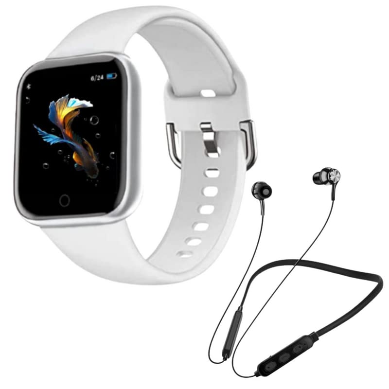 Raptas (8 Year Warranty Combo Pack of 2 Items - Bluetooth D20 SmartWatch with Heart Rate & Blood Pressure Monitor, Sleep Monitor, WR-17 Wireless Bluetooth Earphone