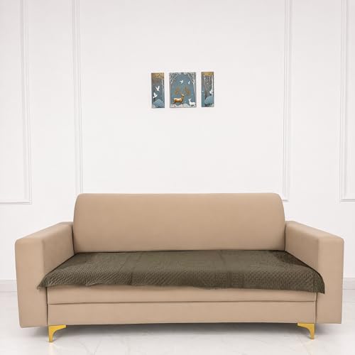 Image of Homerz Premium Petal Charm Sofa Cover | Embossed Floral Pattern | Soft Touch, Anti-Dust & Easy Wash Fabric Cloth, Washable and Durable (Brown, 6(3+2+1) Seater, Only Seat Cover)