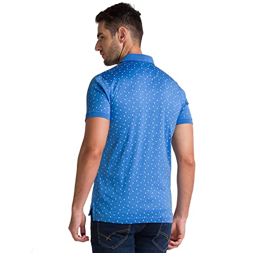 Image of Parx Men's Pure Cotton Print Pattern Regular Fit Polo Collar Polo Neck Half Sleeve Casual T-Shirt