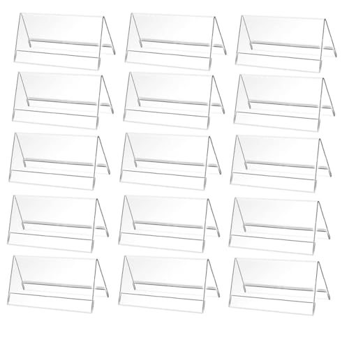Esforzarse 15 Stück 9 x 6 cm Tischaufsteller Dachform, Etikettenhalter aus Transparentem Acryl, Tischaufsteller Dachform, Werbeaufsteller aus Acrylglas, für Schule Büro Konferenzraum, Transparent