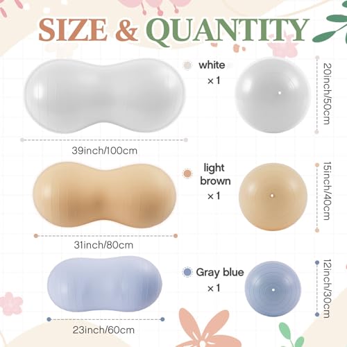 Image of Jexine Peanut Ball for Kids Therapy Anti-Burst Exercise Yoga Ball with Pump for Pregnancy Birth Exercise Physical Therapy, for Child Training