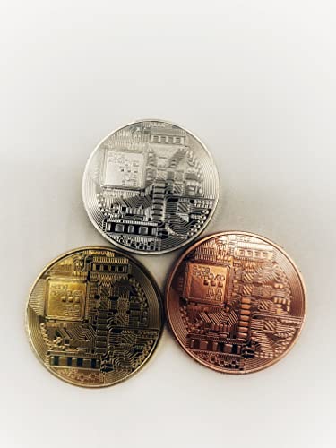 3Pcs Bitcoin Coin Physical Blockchain Cryptocurrency in Protective Collectable Gift Featuring Original Commemorative Tokens Chase Coin BTC Cryptocurrency Gold Silver and Bronze - Image 3