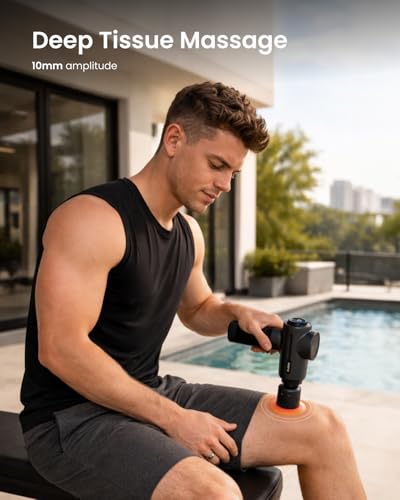 Image of RENPHO Active+ Thermacool Massage Gun with Heat & Cold, App Control with Video-Guided Courses, Deep Tissue Handheld Massager for Back and Neck, 5 Speeds, 5 Heads, Carry Case, Gifts for Men Women