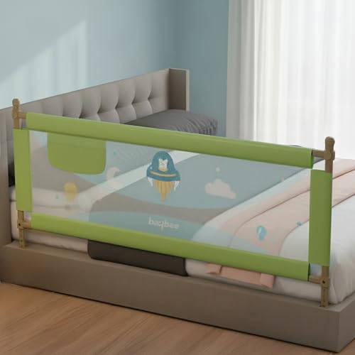 Image of BAYBEE Bed Rail Safety Guard for Kids | Bed Railing for Baby Safety Fence with 7 Level Height Adjustable & Portable Bed Side Protector from Baby Falling Guard (6Ft, 1 Side, Green)