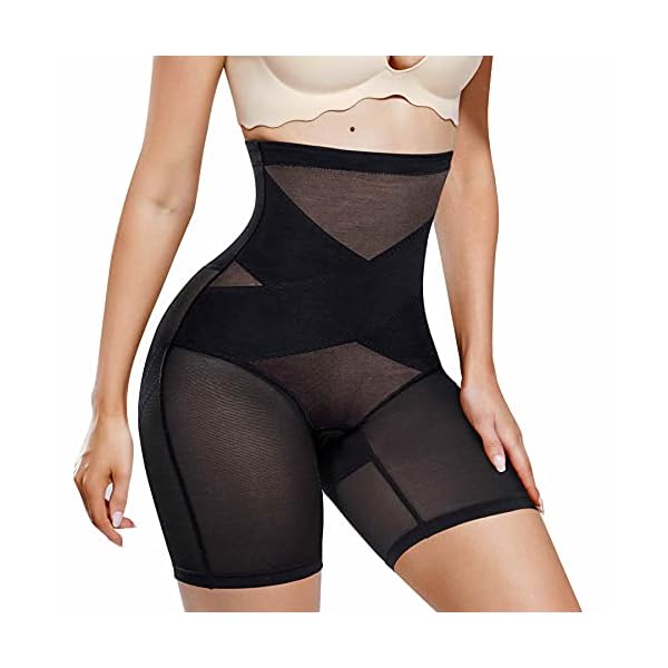 MERYOSZ-Tummy-Control-Shapewear-for-Women-High-Waist-Waist-Trainer-Shaper-Slip-Shorts-Butt-Lifter-Thigh-Slimmer-Panties MERYOSZ Tummy Control Shapewear for Women Seamless High Waist Trainer Shaper Slip Shorts Butt Lifter Thigh Slimmer Panties (Black, L)