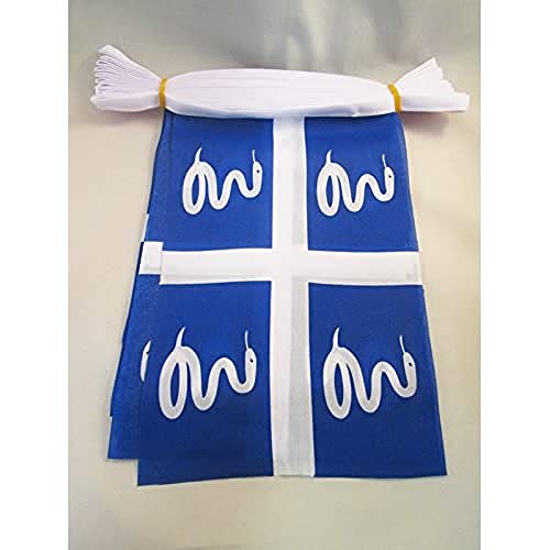 Image of AZ FLAG Martinique 6 meters BUNTING Flag 20 flags 9'' x 6'' - French region of Martinique STRING flags 15 x 21 cm
