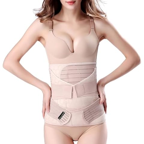 ChongErfei 3 in 1 Postpartum Support - Recovery Belly/waist/pelvis Belt Shapewear Slimming Girdle, Beige, L/One Size For Posture Correction Cover