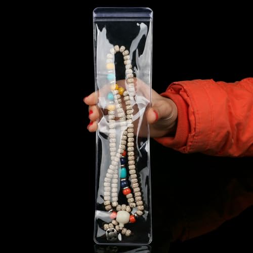 Rikyo 50 Long Jewelry Bags Clear Necklace Zipper Bags,7.5X30Cm Pvc Necklace Display Bags,Anti Oxidation Bag Clarity Tarnish Prevention,Small Sealed Bag,Packaging &Shipping Incense,Candy cover