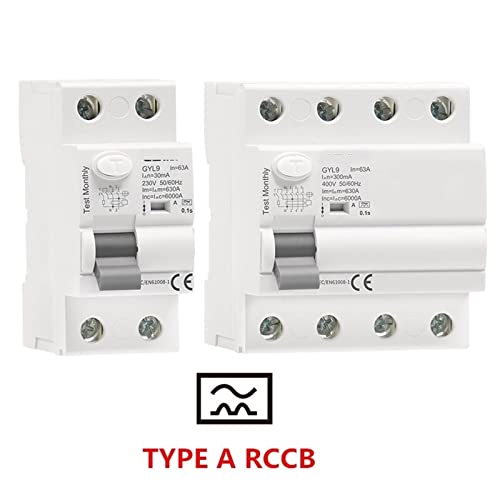 Interruptor RCD de 4P 63A MOBYAT con detección de corriente CC pulsante para riel DIN 6
