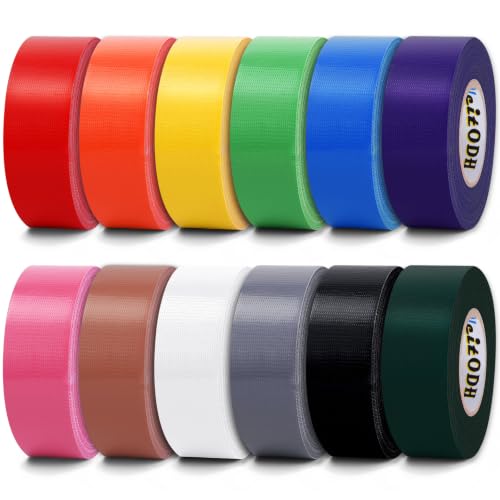Image of Oleitodh 12 Pack 1 in x 20 yd Rainbow Colored Duct Tape