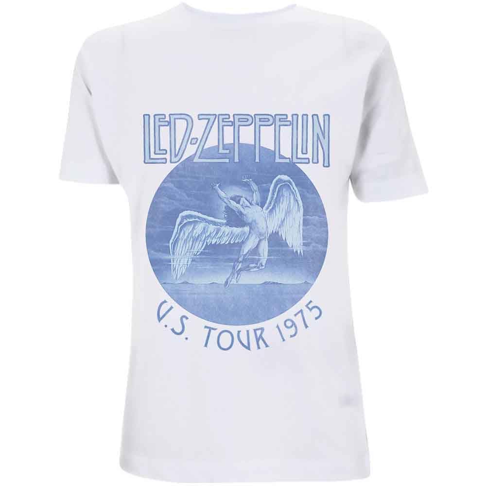 Led Zeppelin Tour '75 Blue Wash Official Tee T-Shirt Mens Unisex (Large)