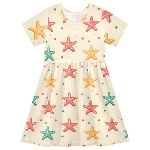 Little Girl Dresses Cute Starfish Print Summer Clothes for Toddler Girls Vaction Beach Dress