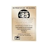 Schild "Challenge 25", gebürstetes Gold, A4, 297 x 210 mm, Alkoholgesetz, Kneipe, Bar, Restaurant, gebürstetes Aluminium, goldfarben, kein Altersnachweis, kein Alkohol, Staff Missbrauch nicht