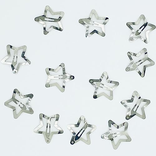 Gketn 12 Pcs 1.61 Inch Star Hair Clips Snap Hair Barrettes Non Slip Star Hair Accessories Women 2000S Y2K Silver Metal Hair Clips thumb #6