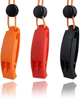 AMBITIONJUMP Emergency Whistle with Lanyard, Lifeguard Whistle Safety Whistle Loud Plastic Survival Whistles for Kayak Life Jacket Boating Fishing Camping Section Hiking Hunting Rescue