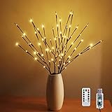 YXYQR 4 Pack Branch Lights with Timer, USB & Battery Powered, 29.5 Inches 80 LED Willow Tree Twig 8 Mode Remote Branch Lights for Home Decoration-Warm White