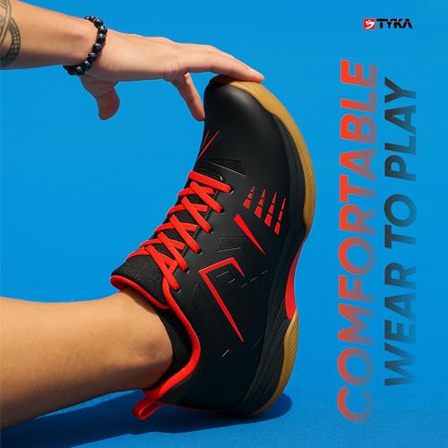 Image of TYKA Court Lite Lightweight Badminton Shoes for Men - Indoor Court Shoes with Superior Grip & Comfort Neon