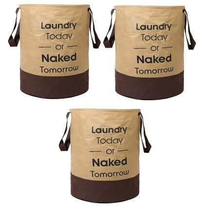 Laundry Bag 45L Durable And Collapsible Laundry With Handles Clothes & Toys Storage Foldable Laundry Bag For Dirty Clothes (pack of 3, Brown)-image-40