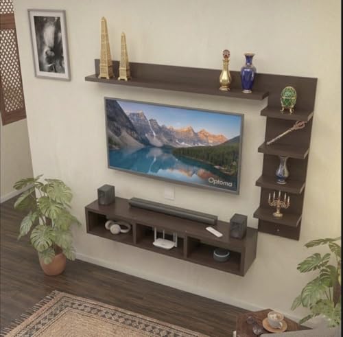 Image of Engineered Wood Wall Mount TV Cabinet, Bearish Brown, 32 inch | Extended, Suits 24 to 32 inches Smart TV, Home Decor