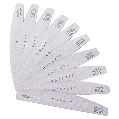 Makartt Nail File: 100/180 Grit Emery Boards for Nails, 10 Pcs Zebra Doubled Sides Washable Coarse Nail Files for Acrylic and Extension Nail Removal Nail Care Manicure Kit Salon Home Use Cover
