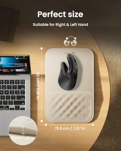 Image of ProtoArc MP50 Ergonomic Mouse Pad with Wrist Rest, MP50 Mousepad with Massage Design, Soft Memory Foam and Non-Slip PU Base for Pain Relief, Desk, Home, Office, 12x8 Inches, Beige (Mouse Not Included)