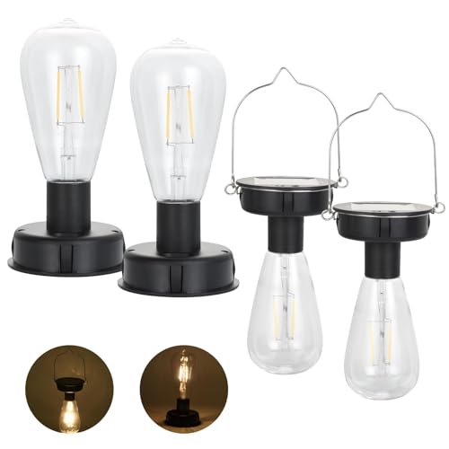 ELUTENG 4 Pack Solar Hanging Lights - Replacement Top with Bulb (2.75 Inch) - Waterproof Solar...