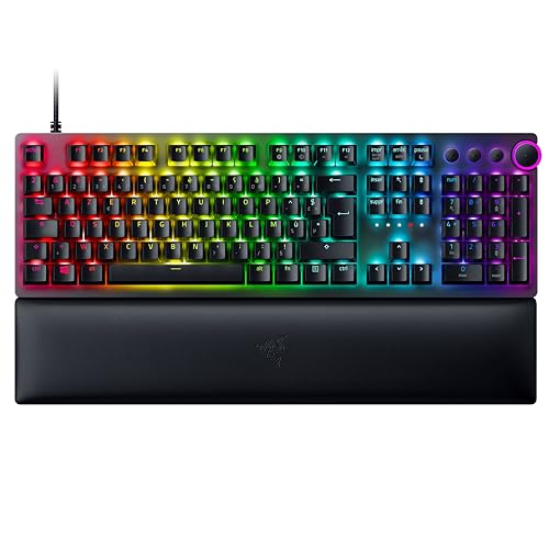 Razer Huntsman V2 (Switches Violets) - Clavier Gamer Optique pratiquement sans Latence (Switches Optiques Clicky, Touches en PBT Doubleshot, Repose-Poignet) Clavier AZERTY | Noir