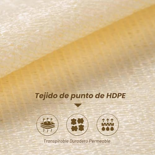 Toldo vela rectangular contra el calor sofocante en el patio con tejido transpirable crema 3