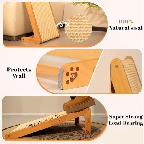 CHEERHOME PETS Sisal Cat Scratcher Ramp for Indoor Cats — top-down angle highlighting key features