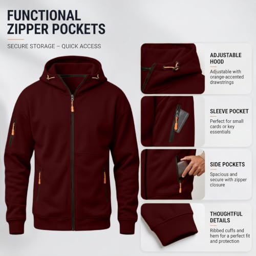Mens Hoodies Zip Up Tactical Hoodie Fleece Comfy Sweatshirt Sweat Shirt - image 6