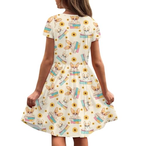 Image of Short Sleeve Dress for Girls with Pockets Cute Toddler Girl Clothes Summer 2-12